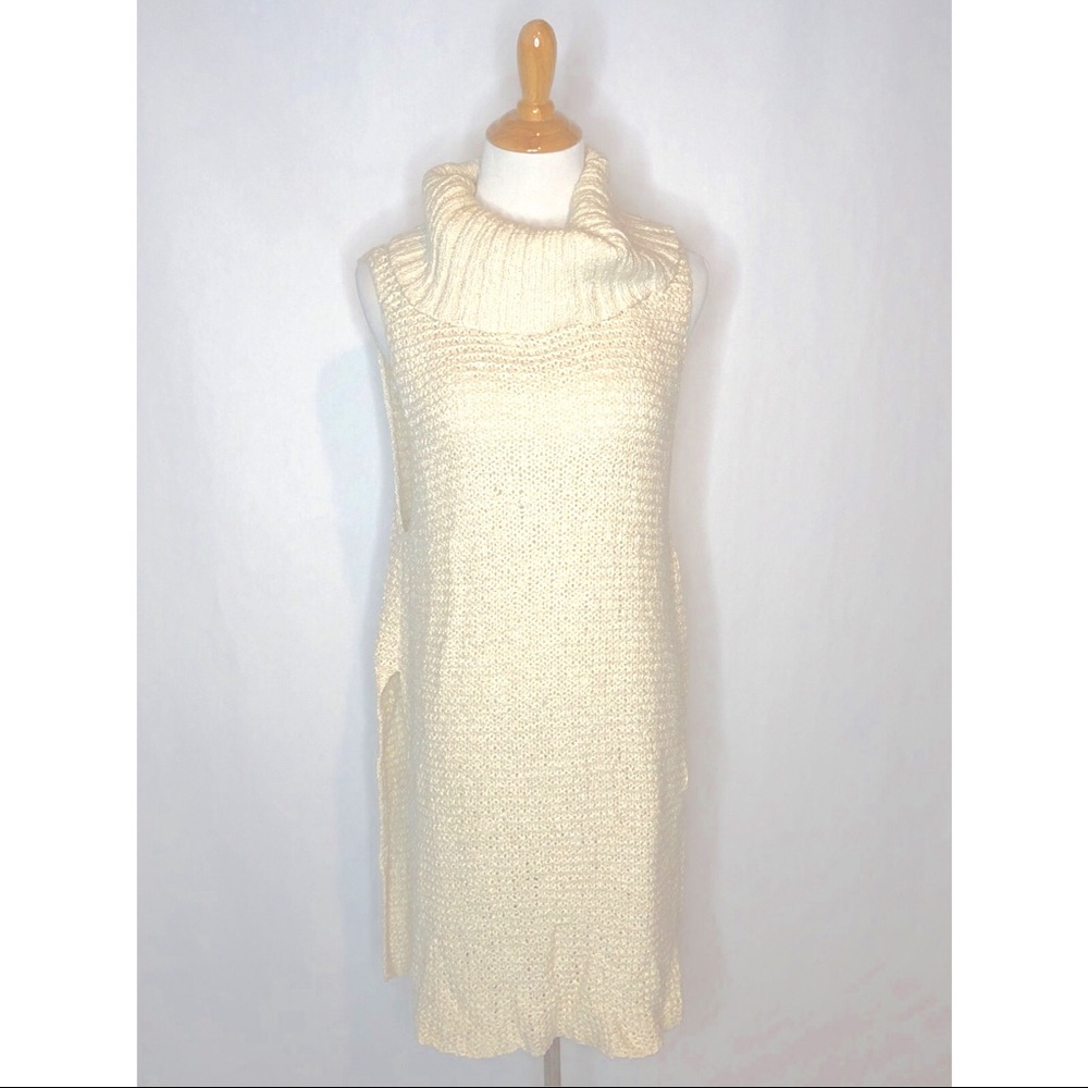 Free People Cream Open Knit Sleeveless Sweater xs - Picture 2 of 8